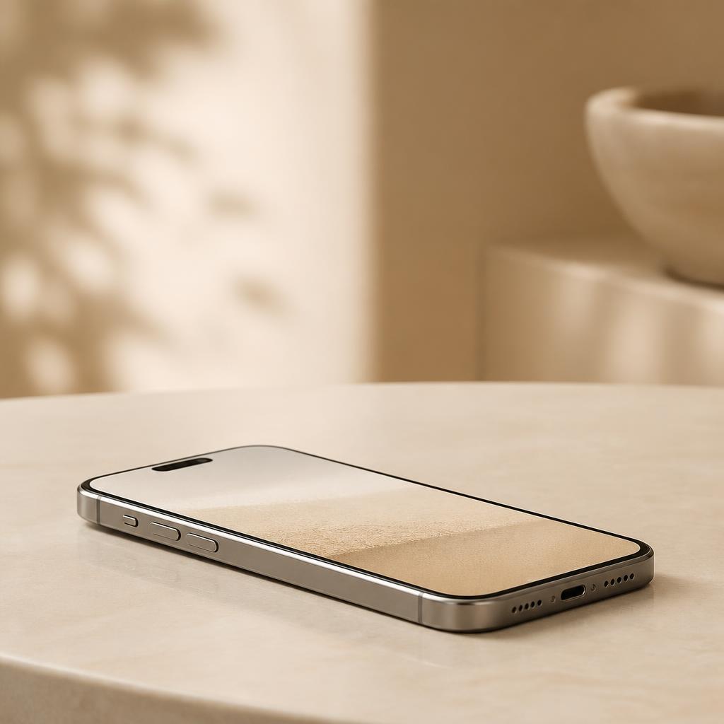 Celular de lado sobre a mesa recebendo notificações de cursos e produtos de skincare